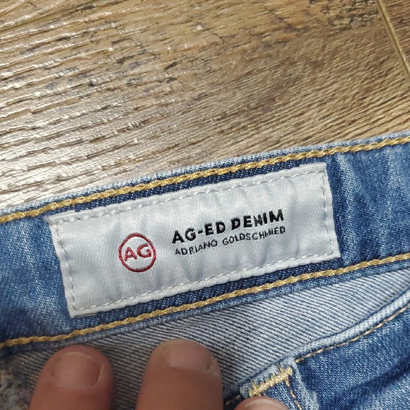 Ag Adriano Goldschmied Blue Ag-ed Denim Ankle The Stilt Roll Up Jeans - Picture 2 of 9